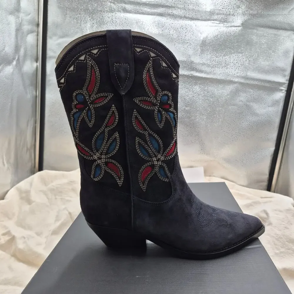 NEW Marc Fisher LTD Women's Trista Western Boot, Black Suede size 8.5M - Picture 2 of 7